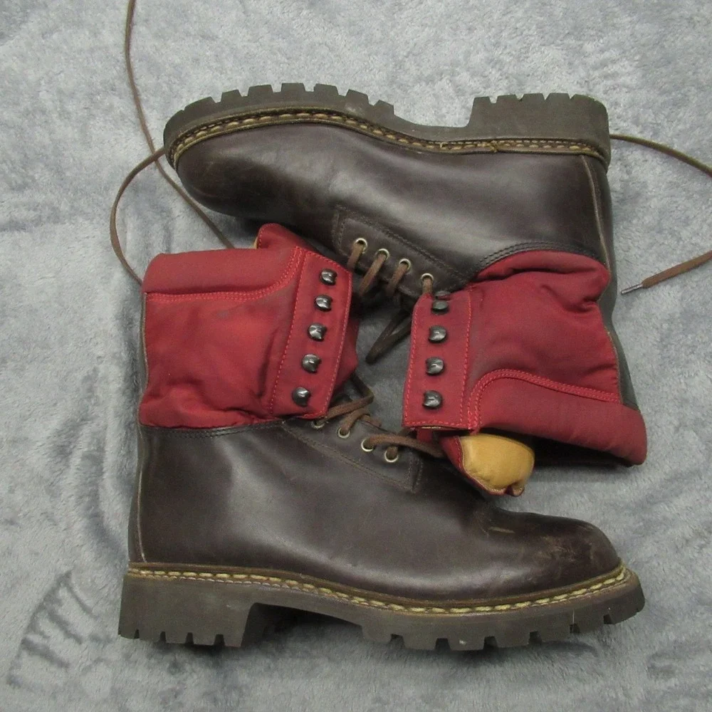 Faconnable Men Boots 8M Tanker 22 Logger Work Combat Leather Waterproof RARE VTG
